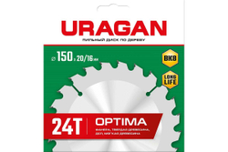 Диск пильный по дереву URAGAN Optima (150х20/16 мм; 24Т) 36801-150-20-24_z01