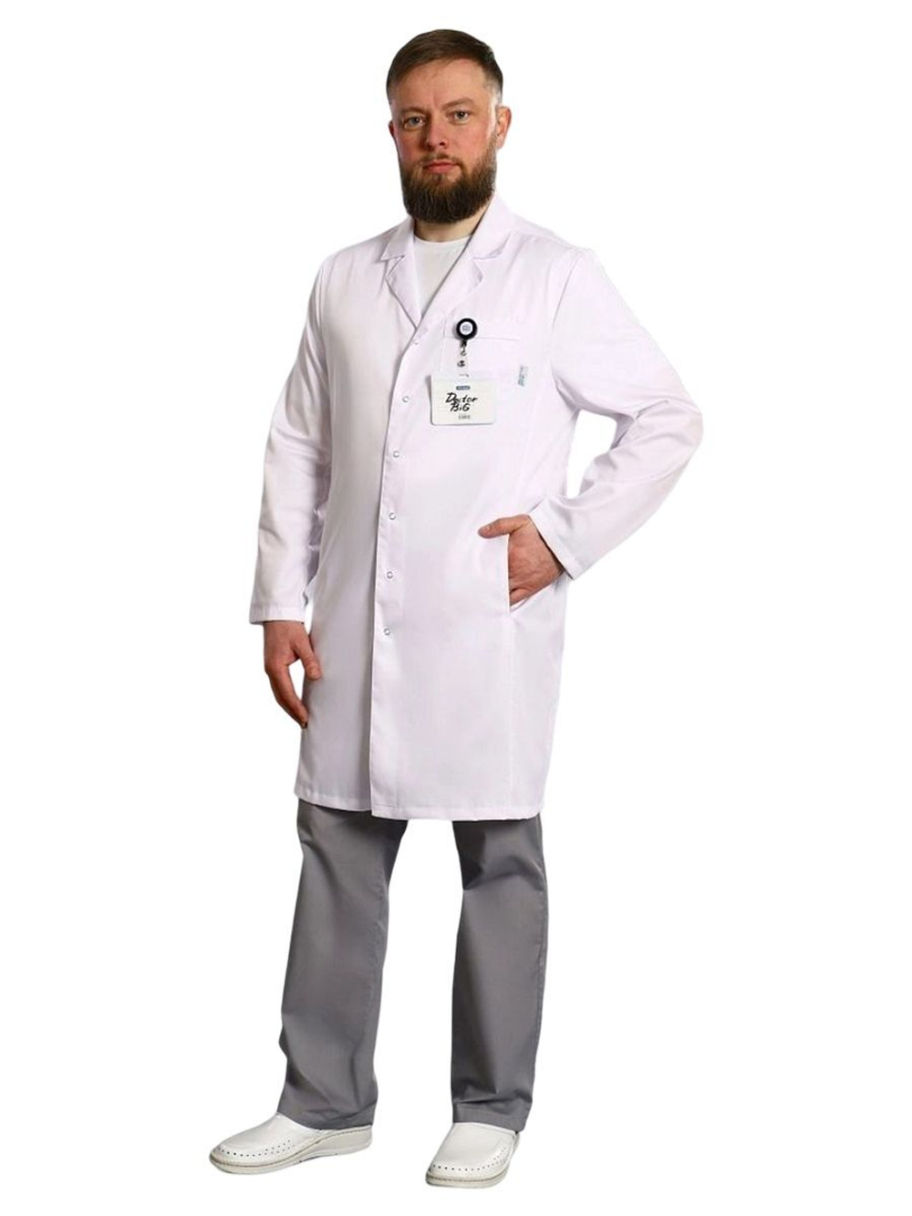 Халат медицинский мужской Doctor Big 510 на кнопках, белый, 46