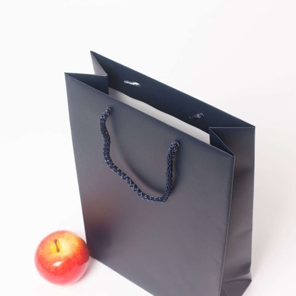 Пакет 23х36х10, темно-синий, меловка