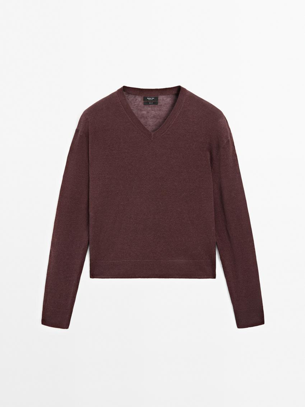 Massimo Dutti Свитер из 100% льняной ткани, гранатовый