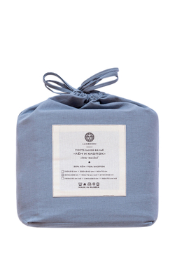 Постельное белье 1.5 спальное Luxberry коллекция Лен и Хлопок голубое