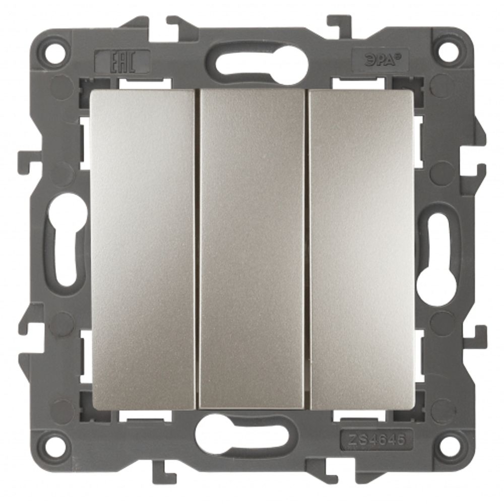 14-1107-04 ЭРА Выключатель тройной, 10АХ-250В, IP20, Эра Elegance, шампань