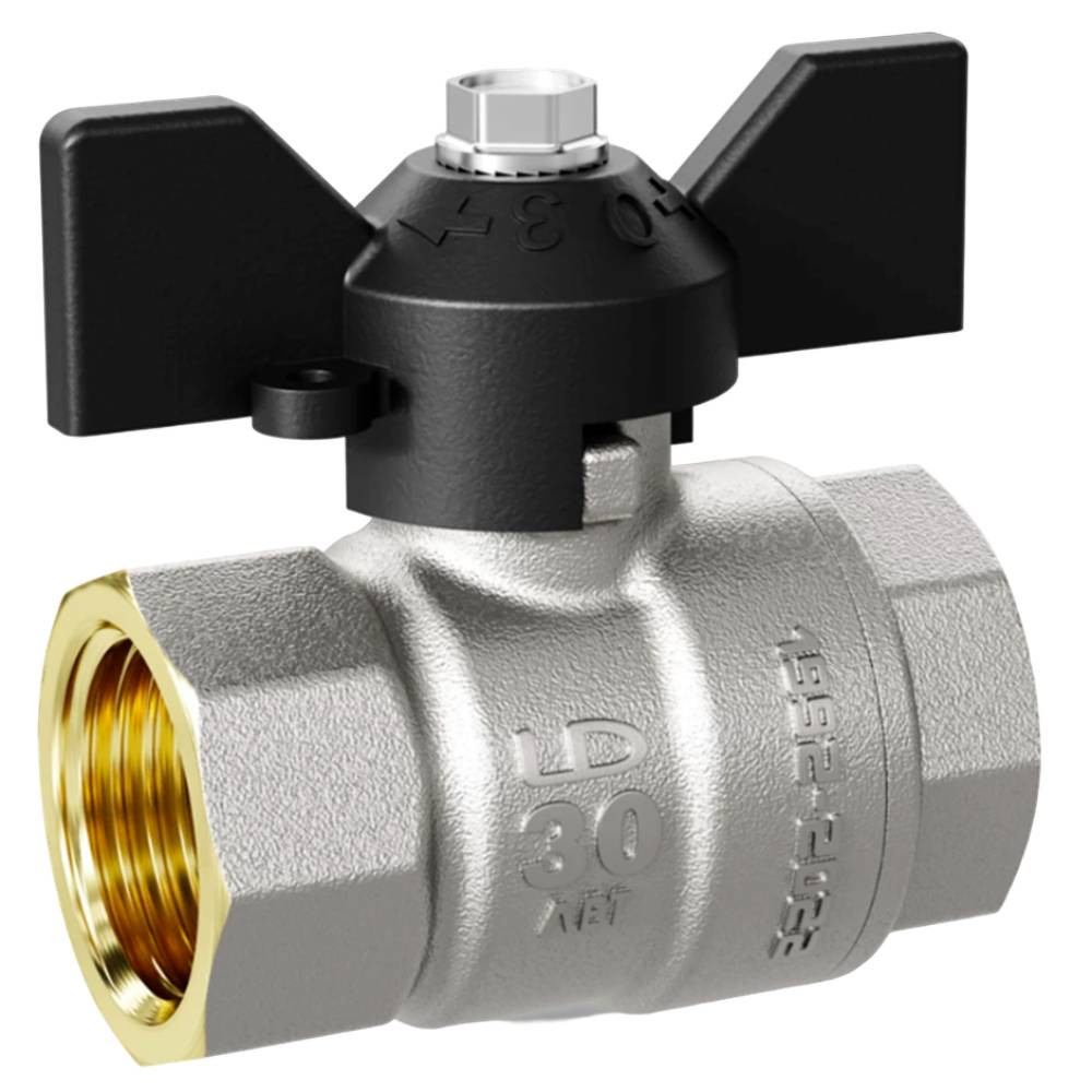 Кран шаровой латунный LD Pride 47.25.B-B.Б Ду 25 Ру 40 вн-вн, бабочка