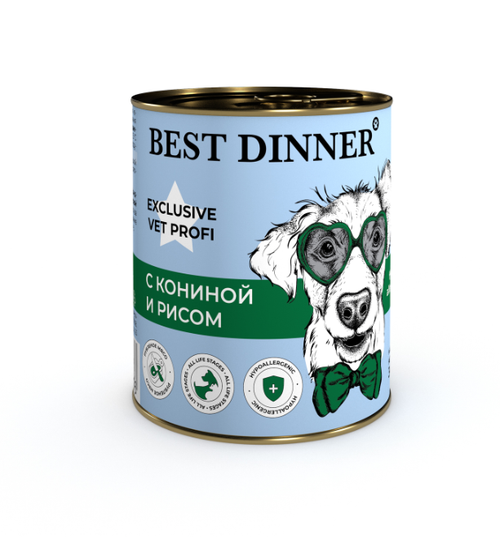 Best Dinner Консервы для собак Hypoallergenic конина рис 340гр