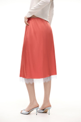 Юбка миди с кружевом (Sunday Skirt), коралловая