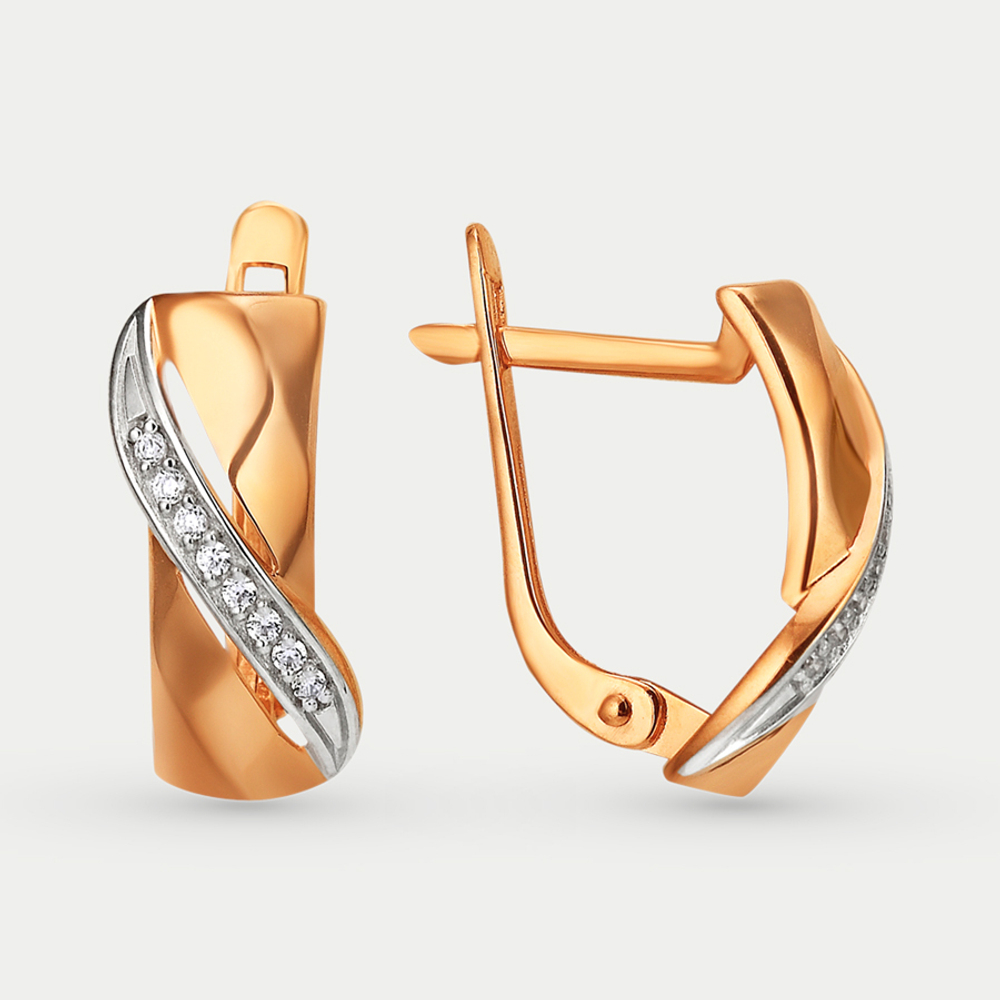 Серьги женские с фианитами из розового золота 585 пробы (арт. 40178400)