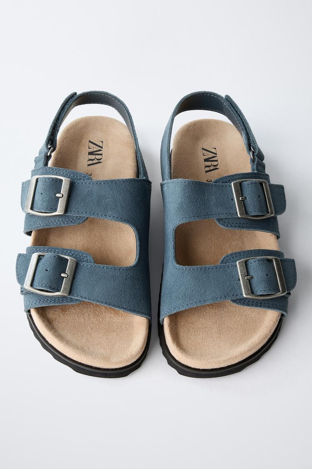 ZARA КОЖАНЫЕ САНДАЛИИ С ПРЯЖКАМИ, СИНИЙ