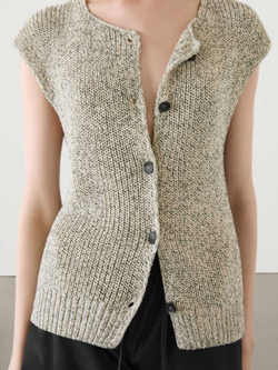 Massimo Dutti Жилет платочной вязки из 100% хлопка, натуральный, кремовый