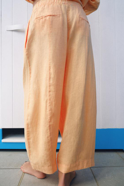 ZARA БРЮКИ BARREL ИЗ ЛЬНА — ZW COLLECTION, МАНДАРИНОВЫЙ