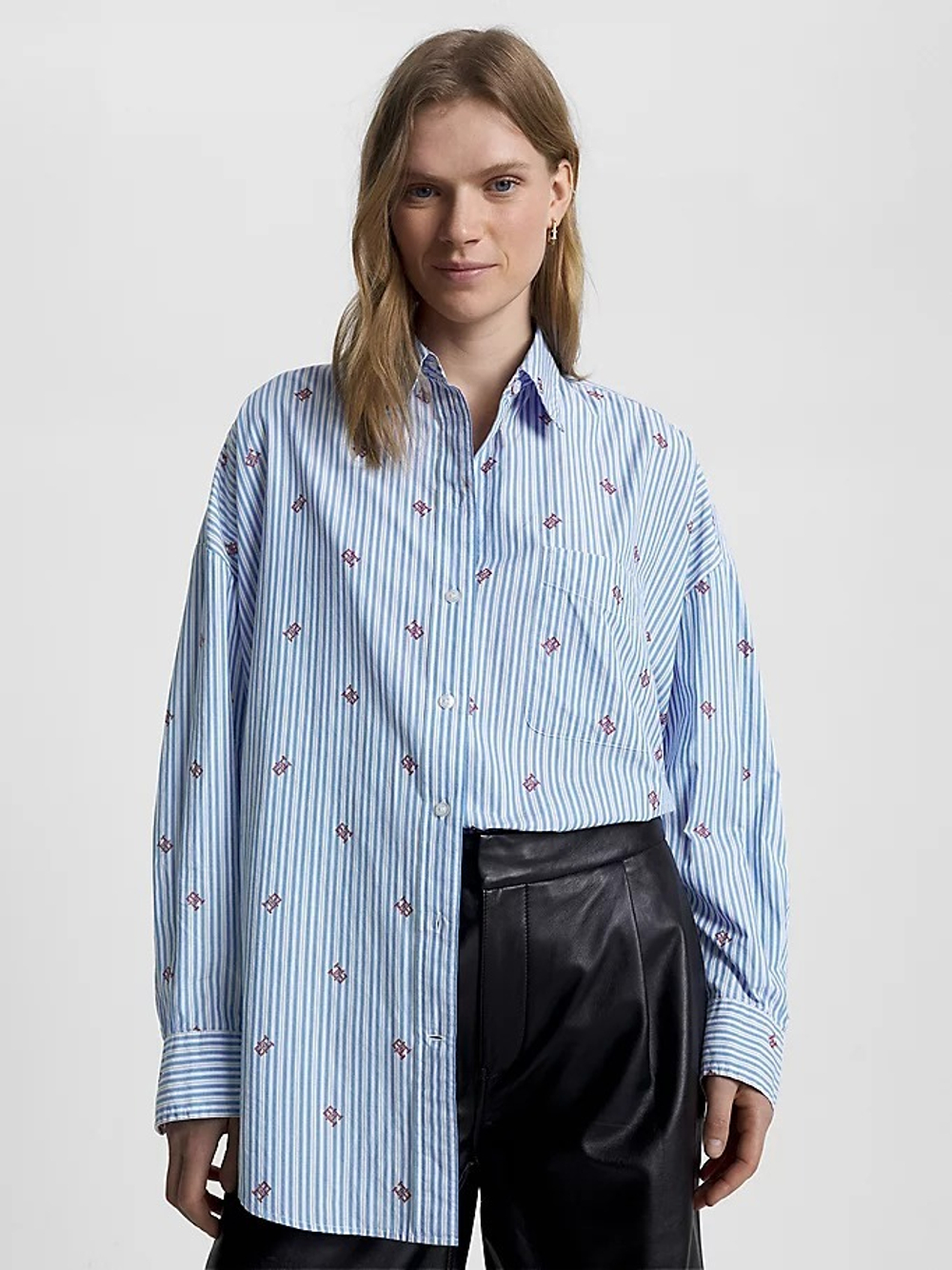 Рубашка женская TOMMY HILFIGER CMD STRIPE NEW OVERSZD CO CHIRT