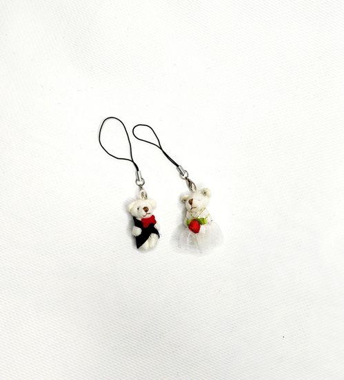 Свадебные игрушки-мишки "Пара жених и невеста", брелок-подвеска