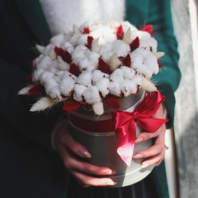 Букет сухоцветов Эко в коробке 25х20 см