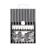 Набор линеров Alingar, черные 9 шт., 0,05-2.0 мм, черный цвет. корпус, ПВХ упаковка