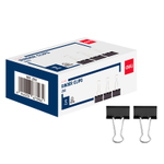 Зажимы для бумаг DELI "Z63", 32 мм, черные, (12 шт.)