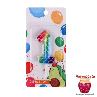 Свечи в торт "Разноцветная" №1, 5,5*8 см