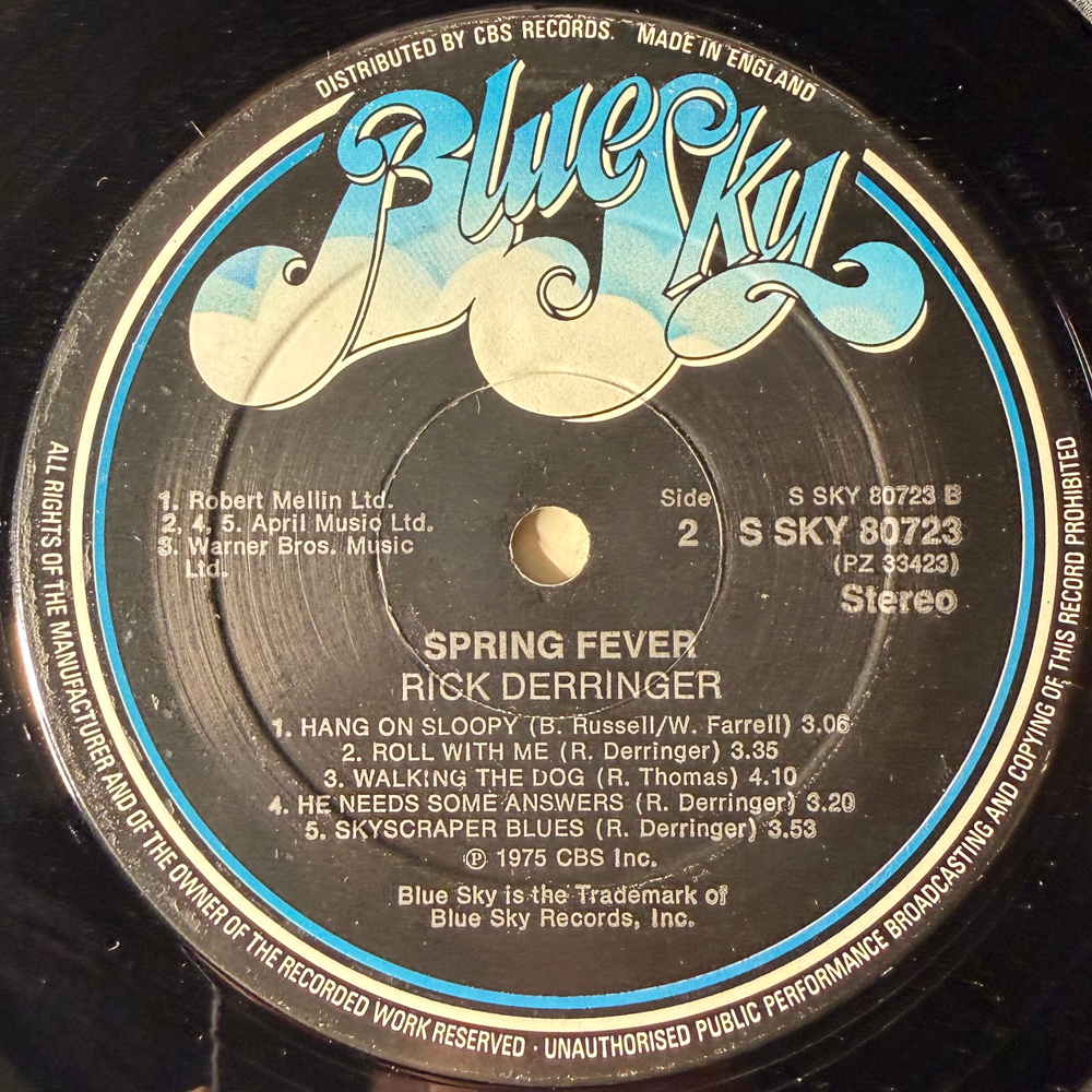 Rick Derringer ‎– Spring Fever (Англия 1975г.)