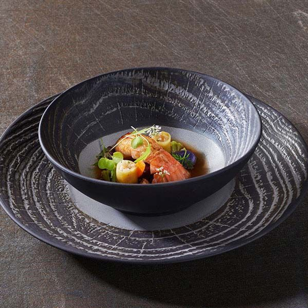 Тарелка «Арборесценс» мелкая;фарфор;D=310,H=35мм;черный,серый (Цвет: черный)