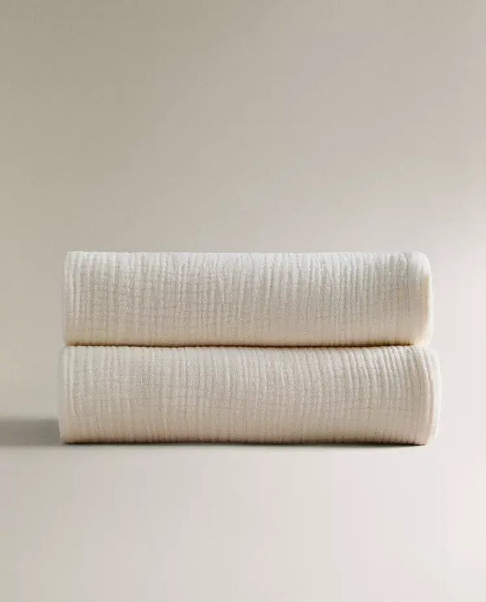 ZARA HOME ПЛЕД ИЗ ХЛОПКОВОГО МУСЛИНА, ЭКРЮ
