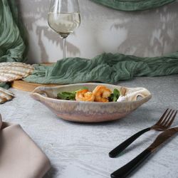 Блюдо овальное 24*12,5 см h5,5 см 210 мл Pearl Sea Stone с ручками Frutti di Mare P.L. [4]