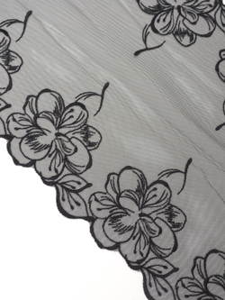 Кружево вышивка на сетке черная неэластичная ширина 20 см