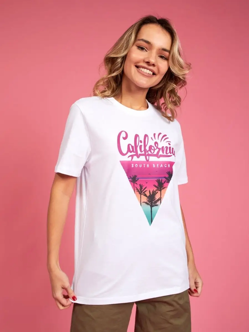 Футболка калифорния california оверсайз белая