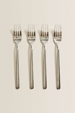 ZARA HOME БЛЕСТЯЩАЯ МЕТАЛЛИЧЕСКАЯ ВИЛКА (НАБОР ИЗ 4 ПРЕДМЕТОВ), СЕРЕБРЯНЫЙ