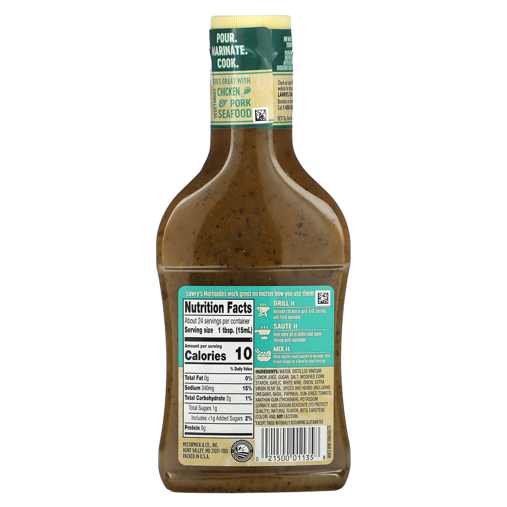 Lawry's, маринад, заправка с белым винным уксусом, 354 мл (12 жидк. унций)