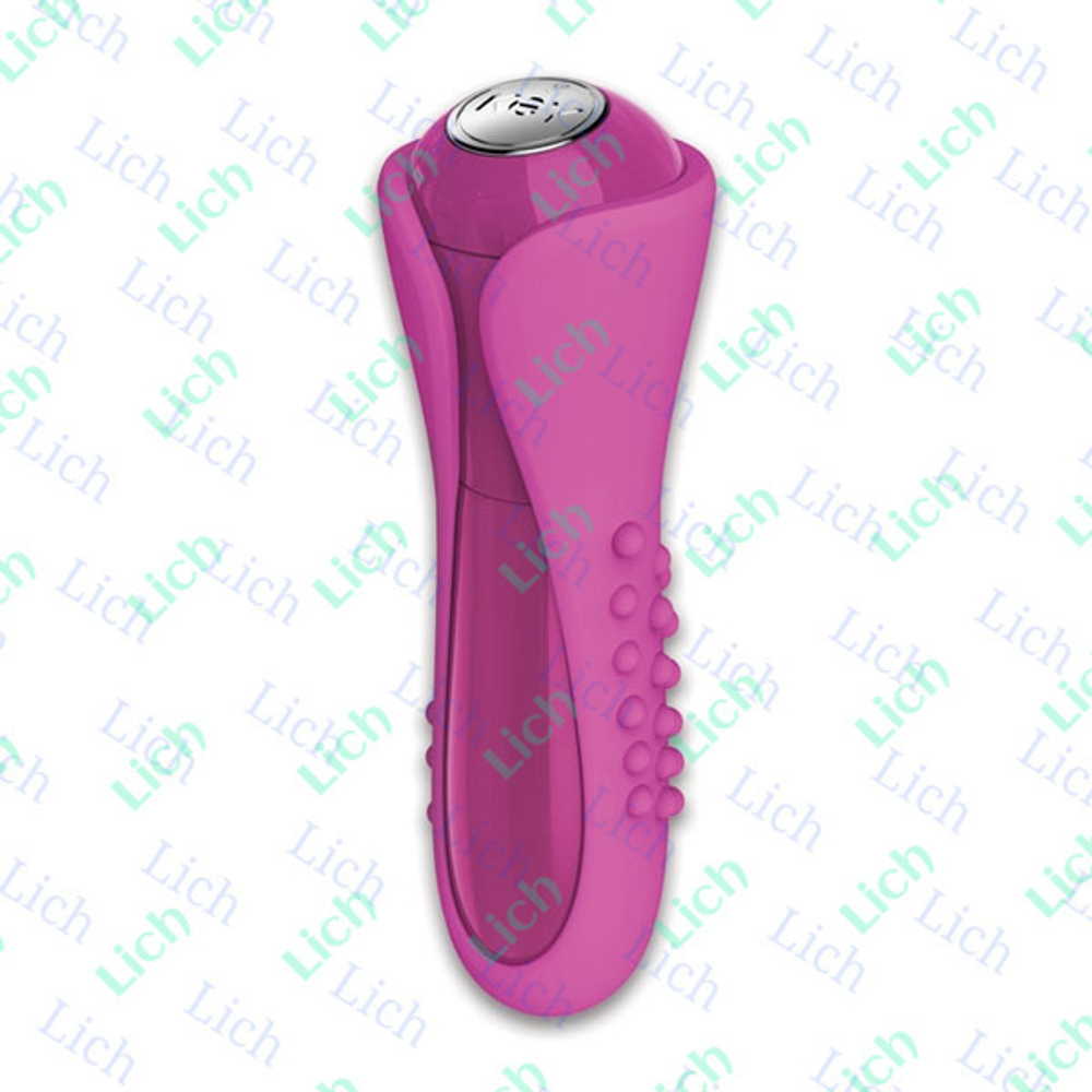 Розовый минивибромассажер с двумя сменными насадками Io Key