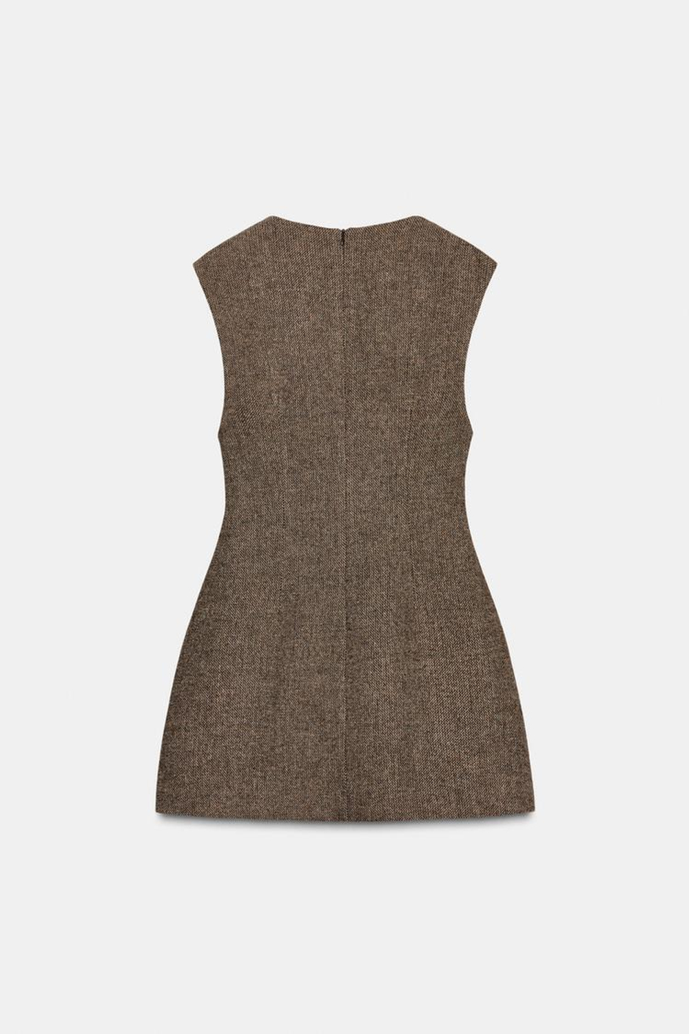 ZARA КОРОТКОЕ ПЛАТЬЕ С ШЕРСТЬЮ, КОРИЧНЕВЫЙ МЕЛАНЖ