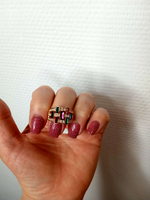 Кольцо богемное,кубический натуральный цирконий(многоцветный).Размер-18