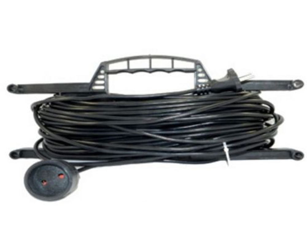 Jett силовой удлинитель на рамке ПВС 2х0.75 1 розетка 25 м 6A (макс. ток 10А) черн. РС-1-10-25м