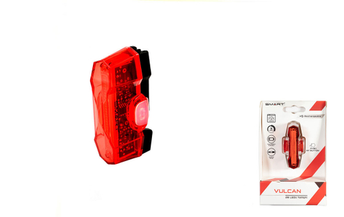 Фонарь SMART VULCAN задний, 28 диодов 30 lm, 2 режима, крепеж на подседельный штырь/верхнее перо, Li-Pol аккумулятор, подзардяка mini USB
