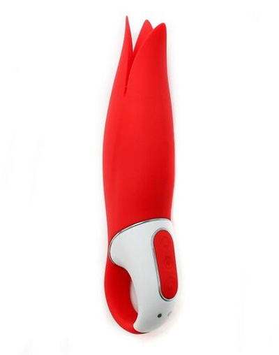 Красный вибратор Satisfyer Power Flower с лепестками - 18,8 см.