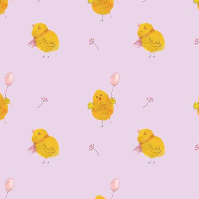 Непослушный цыпленок на розовом.