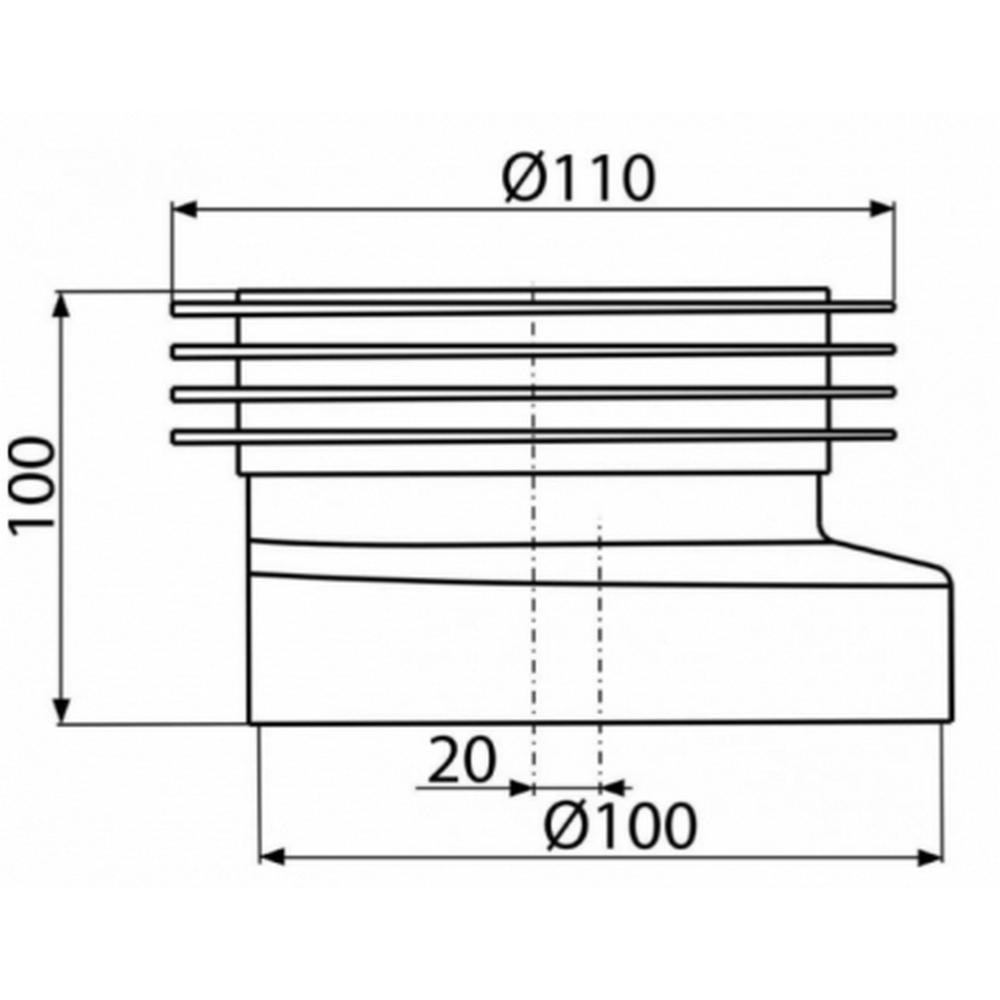Манжета унитазная эксц. 20 мм 110*100  A990 ALCAPLAST/Alcadrain