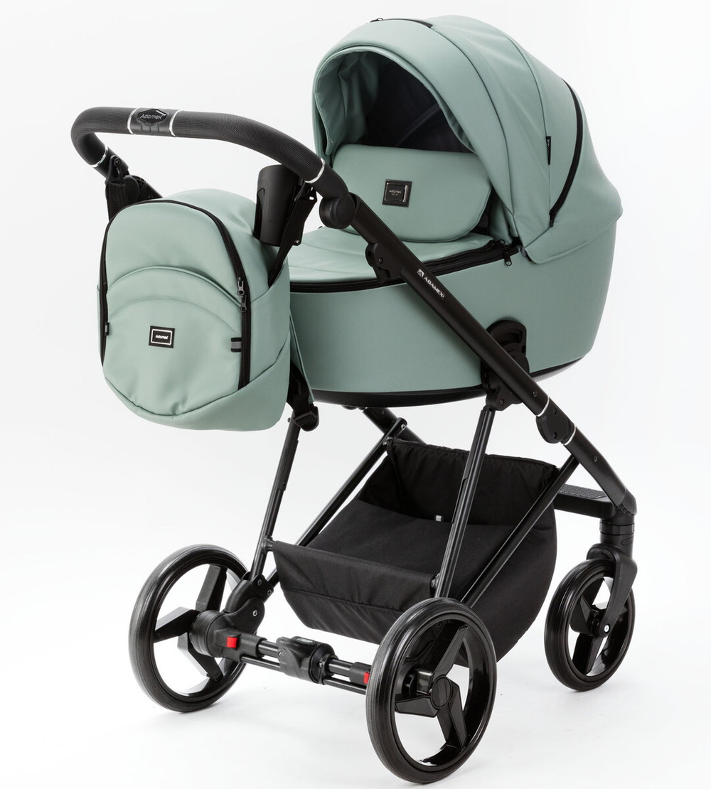 Детская коляска Adamex Blanc Deluxe 3 в 1 BL-SA20 (СЕРО-ЗЕЛЕН. КОЖА 100%)