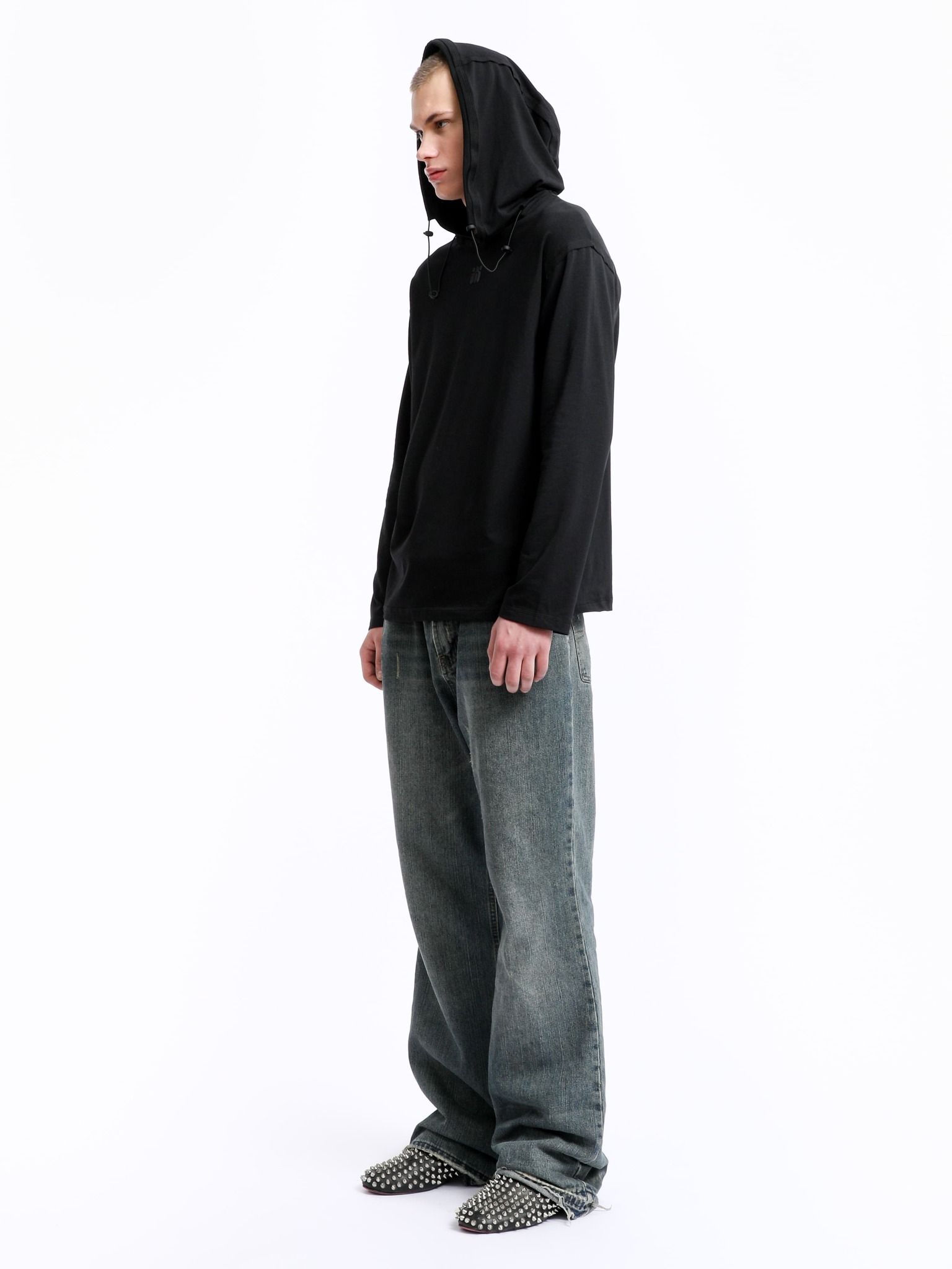 Black Hooded Longsleeve | Аутло