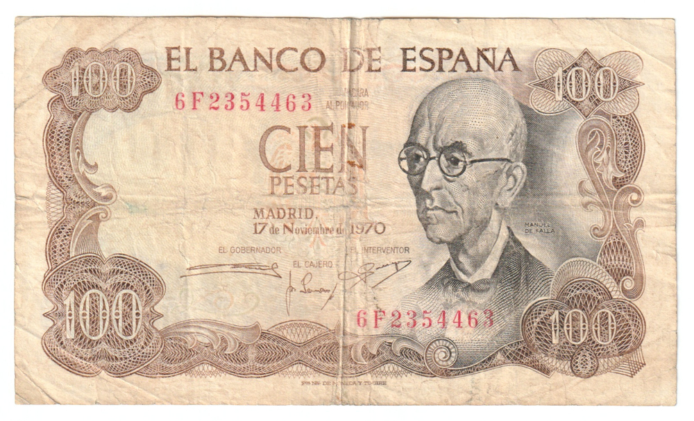 Spain, 100 Pesetas, 1970, VF