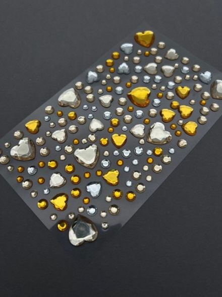 Zoo Наклейки для ногтей, лица и тела микс с сердечками золотые