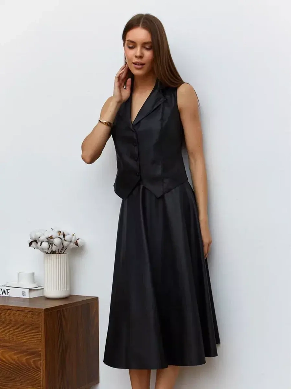 Юбка кожаная миди