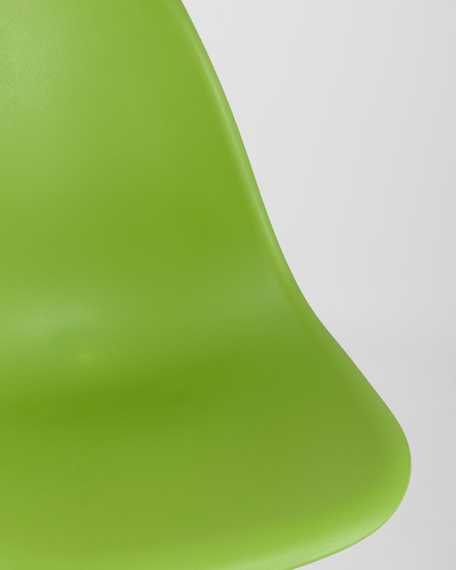Eames Style DSW зеленый пластик, стальной каркас, натуральный массив бука