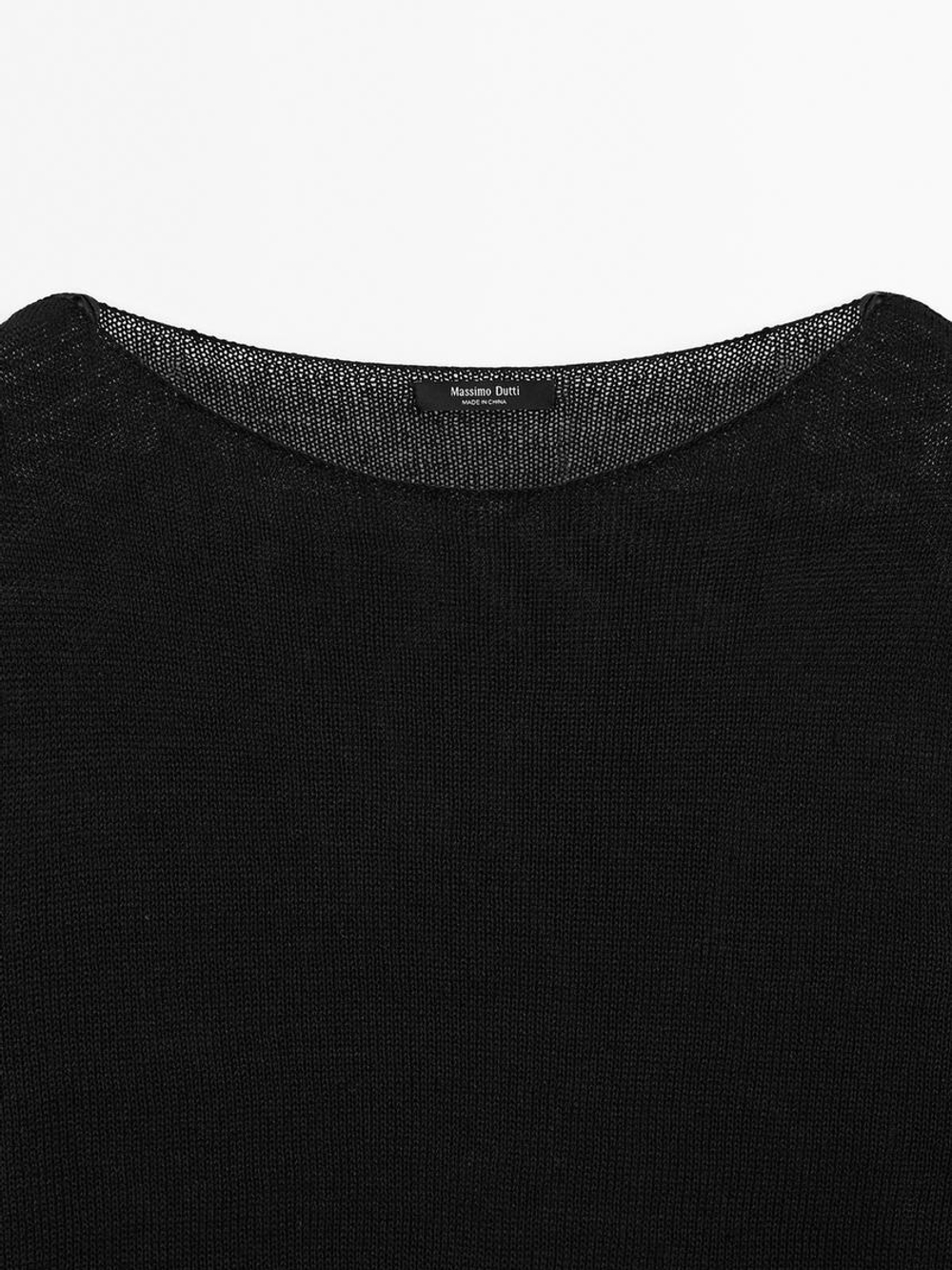 Massimo Dutti Свитер с круглым вырезом, черный