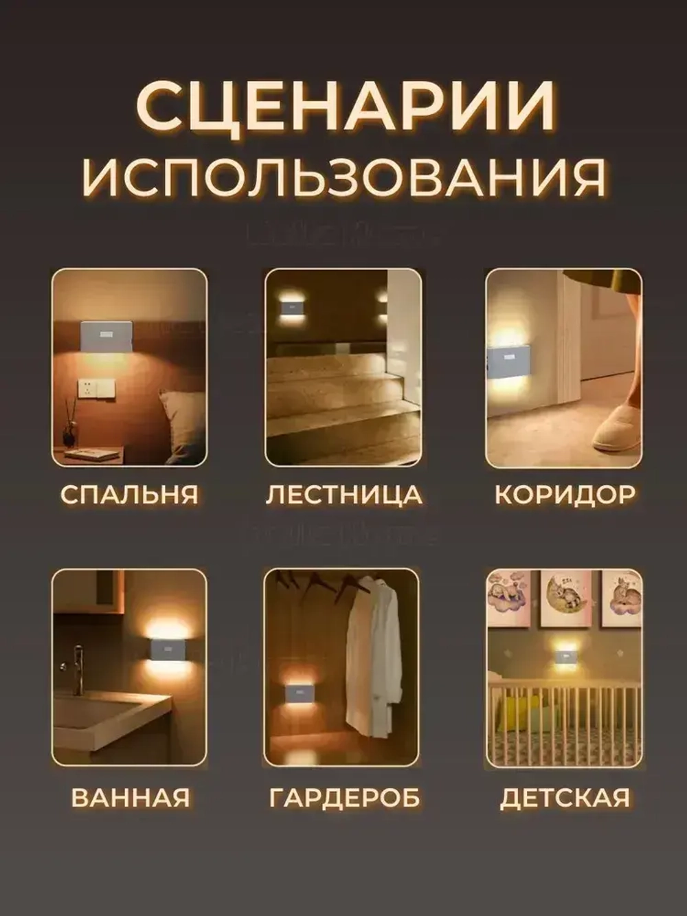 Светильник настенный с датчиком движения беспроводной светодиодный аккумуляторный