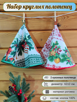 Полотенце кухонное, круглое, 2 шт, рогожка