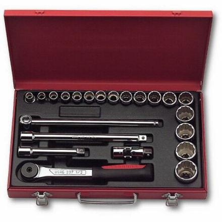 613 N 1/2 Набор головок на 1/2" с трещеткой в ящике (22 предмета), USAG (Италия)