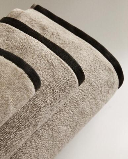 ZARA HOME БАННОЕ ПОЛОТЕНЦЕ С КАЙМОЙ, КАМЕННО-СЕРЫЙ