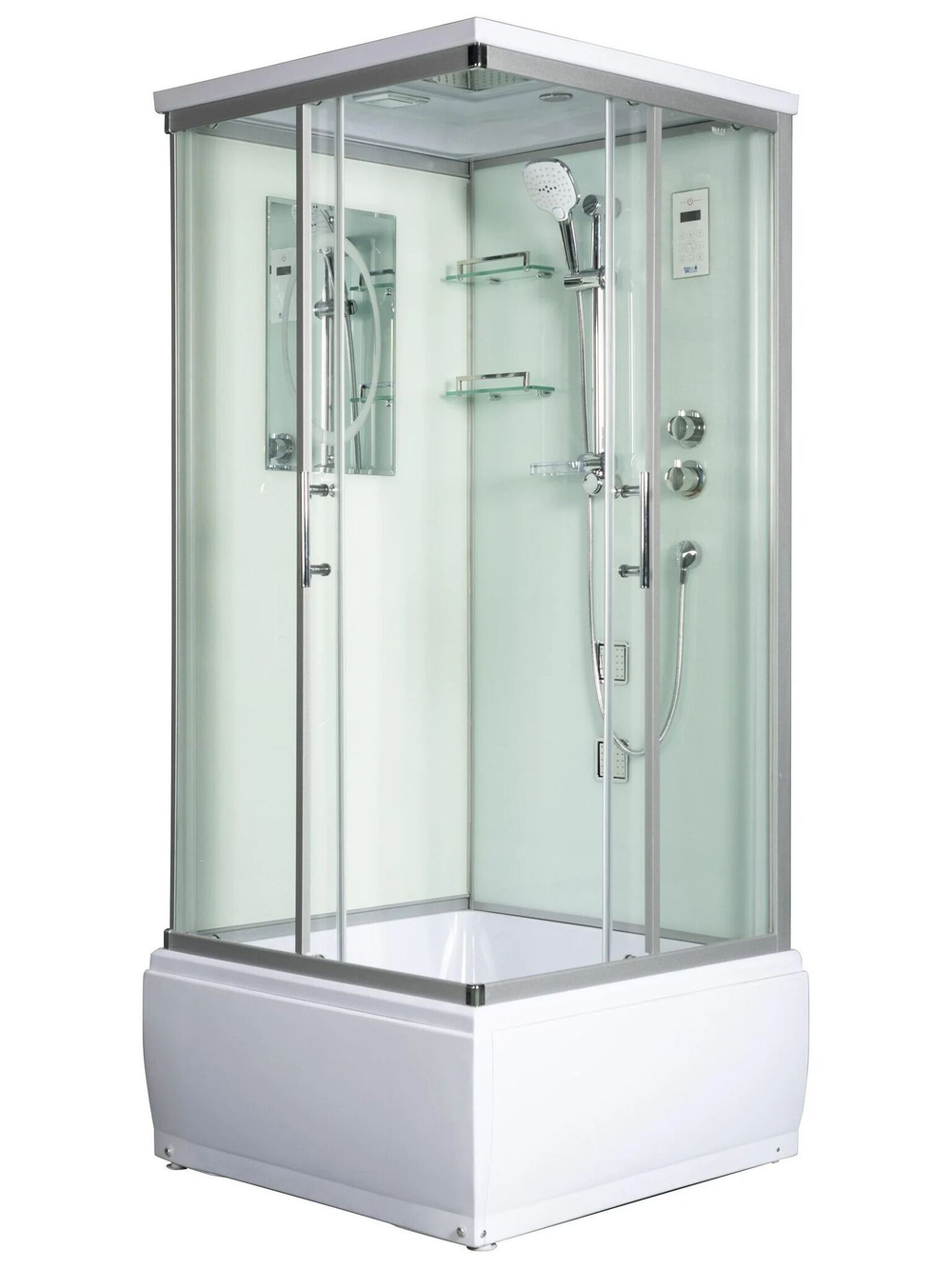 Душевая кабина WeltWasser  WW500 ALLER 904 90х90 см,  прозрачное стекло, поддон низкий, крыша, гидромассаж