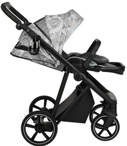 Детская коляска Roan Sol Flowers 3 в 1 с автокреслом Tutis Elo Black RSF/5002 Gray/Black