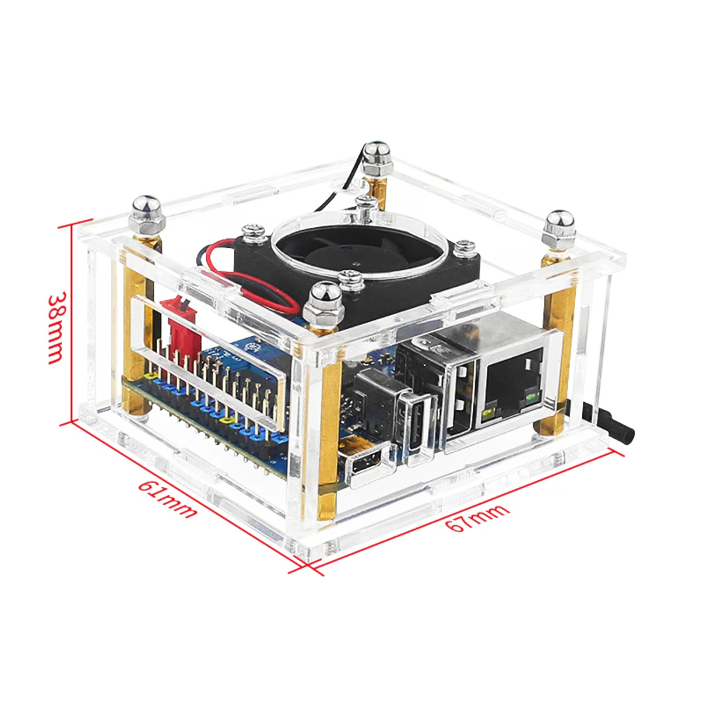 Прозрачный корпус с вентилятором для Orange Pi zero 3
