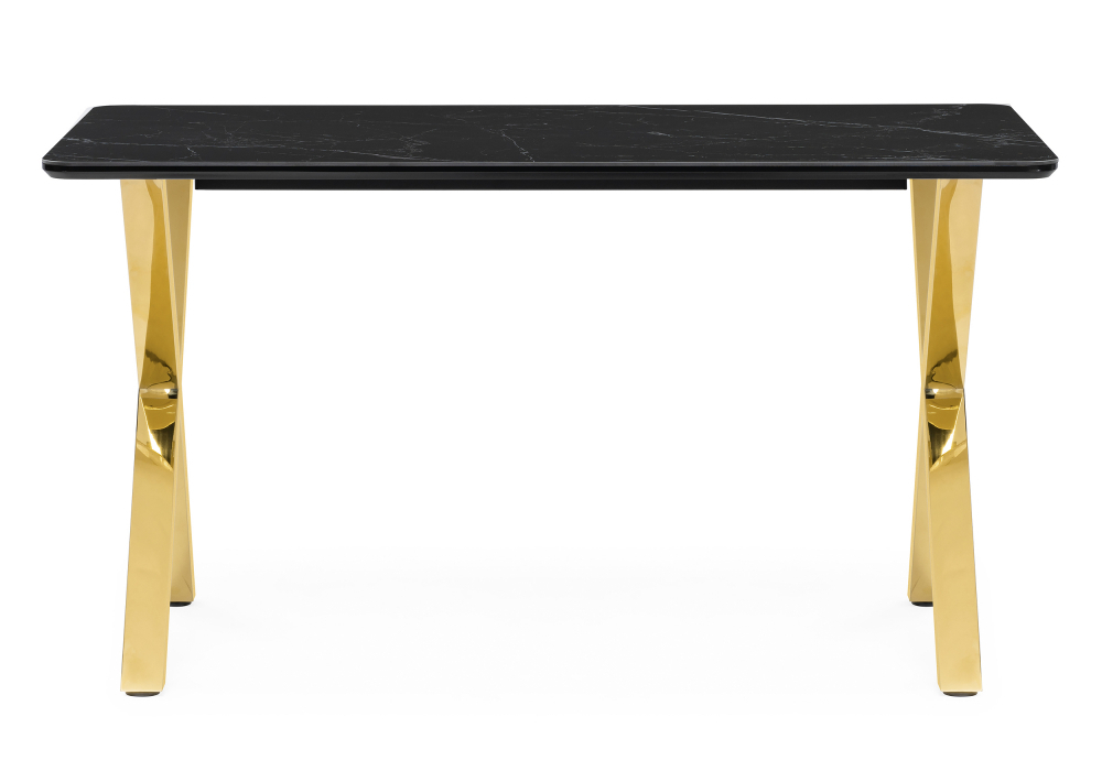 Керамический стол Woodville Селена 3 140х80 черный мрамор, золото